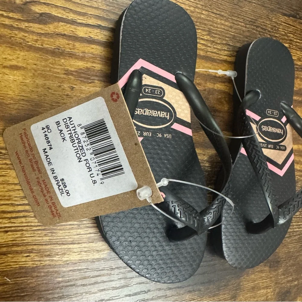 Havaianas Slim Print Zig Zag Thongs-Size: 9C (2-3yrs) NWT